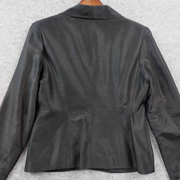 Hugo Buscati Blazer Womens 14 Black 100% Silk Jacket Dressy 2 Button Lined Suit - Picture 11 of 11